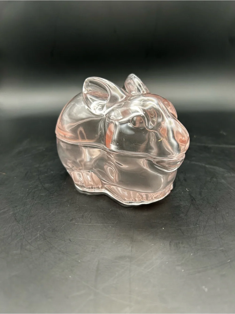 Crate & Barrel Pink Glass Bunny Trinket Dish